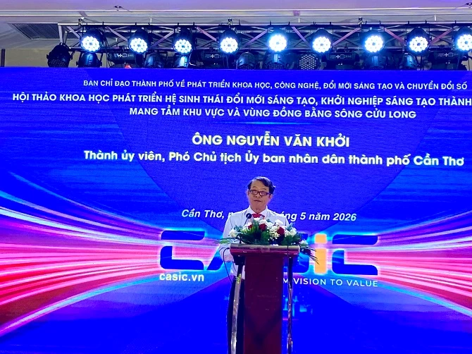 Ảnh 1- Ông Nguyễn Văn Khởi, Phó Chủ tịch UBND TP Cần Thơ phát biểu khai mạc hội thảo.