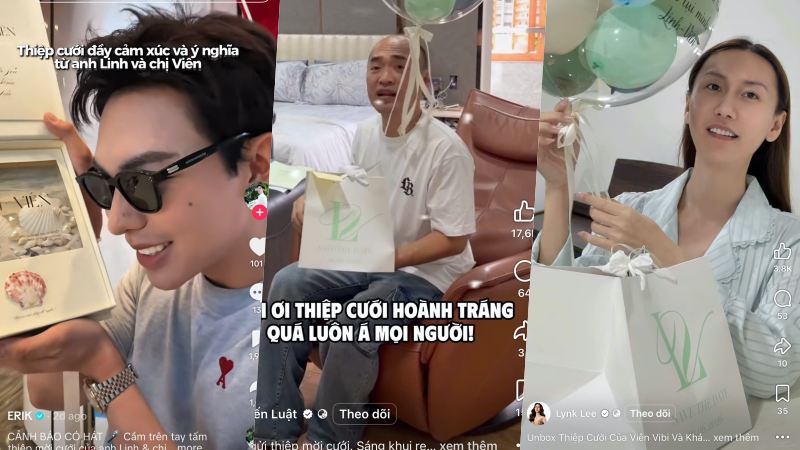 Tiến Luật, Erik, Lynk Lee bất ngờ vì thiệp cưới độc đáo của Viên Vibi