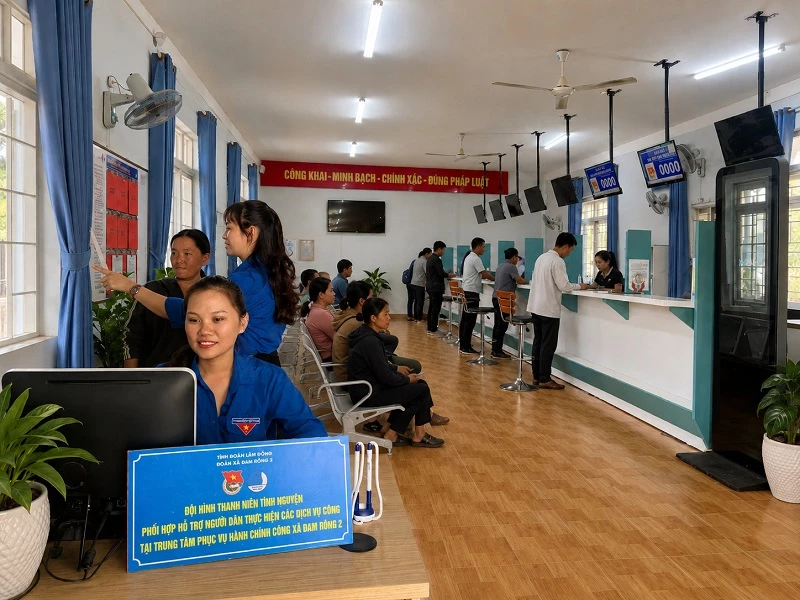 Người dân giao dịch công việc tại Trung tâm Phục vụ hành chính công xã Đam Rông 2. Người dân giao dịch công việc tại Trung tâm Phục vụ hành chính công xã Đam Rông 2.