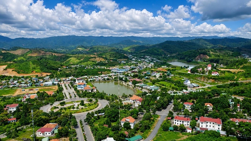 Trung tâm xã Đam Rông 2 nhìn từ trên cao.
