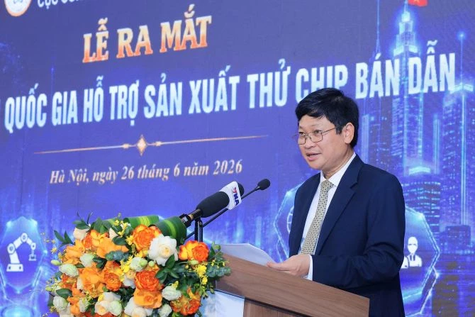 Cục trưởng Cục Công nghiệp Công nghệ thông tin Nguyễn Khắc Lịch phát biểu tại sự kiện.