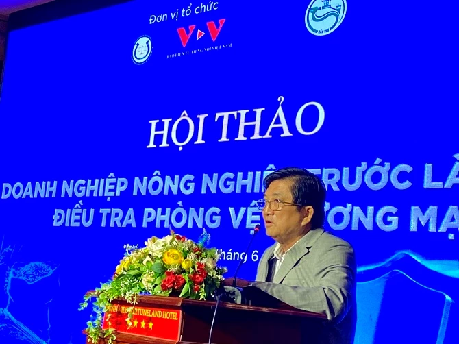 Ảnh 2- Ông Phạm Hoàng Lâm - Chủ tịch HĐQT Công ty Cổ phần Lam Rice Group chia sẻ kinh nghiệm tại hội thảo