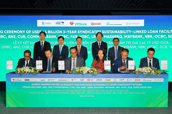 VPBank cùng 15 định chế tài chính quốc tế ký kết khoản vay hợp vốn liên kết bền vững đầu tiên trị giá 1,44 tỷ USD