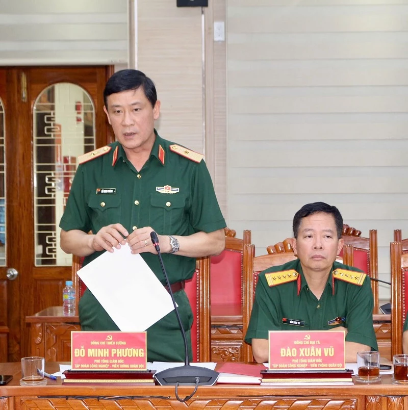 Thiếu tướng Đỗ Minh Phương - Phó Tổng Giám đốc Tập đoàn Viettel, phát biểu tại buổi làm việc. Thiếu tướng Đỗ Minh Phương - Phó Tổng Giám đốc Tập đoàn Viettel, phát biểu tại buổi làm việc.