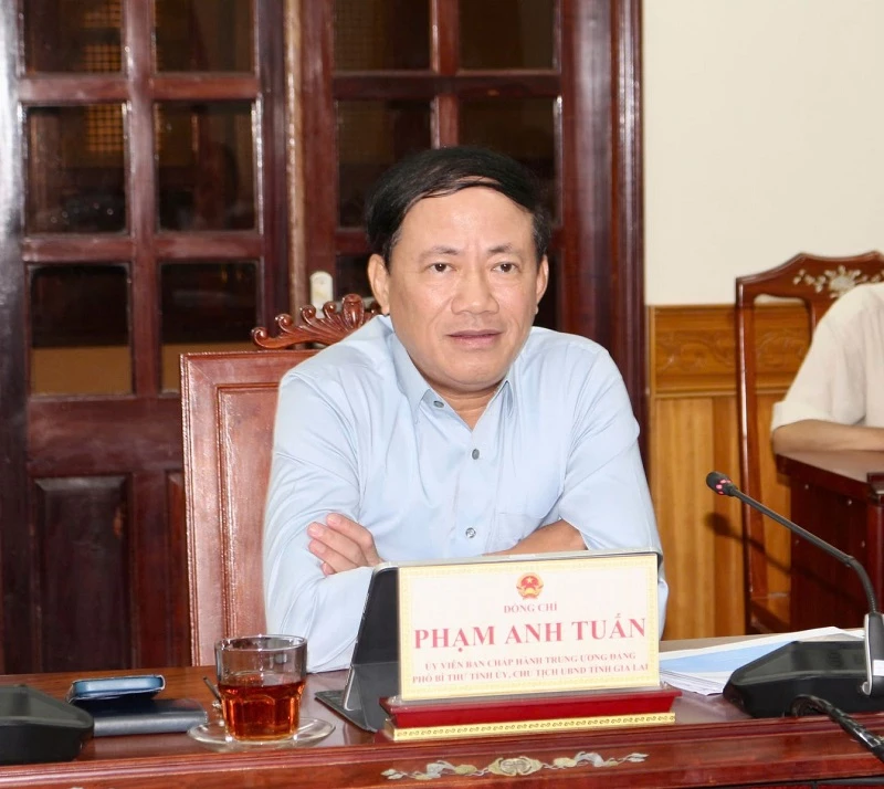 Chủ tịch UBND tỉnh Gia Lai Phạm Anh Tuấn phát biểu tại buổi làm việc. Chủ tịch UBND tỉnh Gia Lai Phạm Anh Tuấn phát biểu tại buổi làm việc.