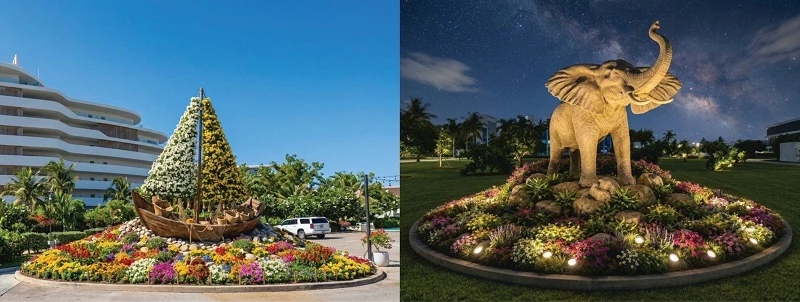 Bước qua cổng chào ngập sắc hoa, bạn sẽ như lạc vào hành trình “đại ngàn chạm biển xanh”. Bước qua cổng chào ngập sắc hoa, bạn sẽ như lạc vào hành trình “đại ngàn chạm biển xanh”.