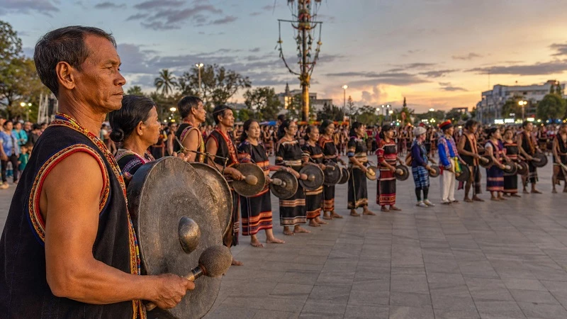 Festival quốc tế cồng chiêng Gia Lai 2026 dự kiến có sự tham gia của 45 đoàn nghệ nhân cồng chiêng trong và ngoài nước. Ảnh minh hoạ