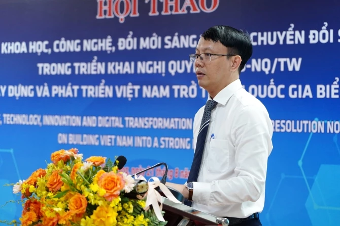 Phó Chủ tịch UBND tỉnh Khánh Hòa Nguyễn Thanh Hà phát biểu tại hội thảo.