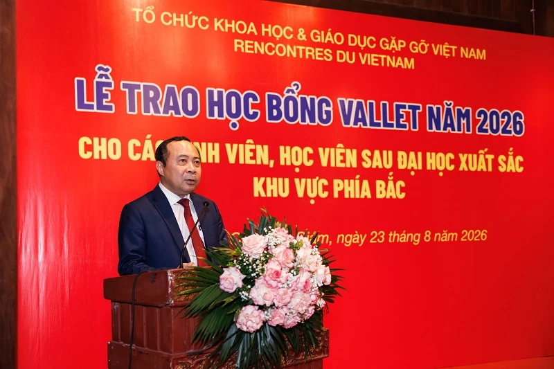 Bộ trưởng Bộ Khoa học và Công nghệ Vũ Hải Quân phát biểu tại buổi lễ trao học bổng Vallet năm học 2025-2026. Bộ trưởng Bộ Khoa học và Công nghệ Vũ Hải Quân phát biểu tại buổi lễ trao học bổng Vallet năm học 2025-2026.