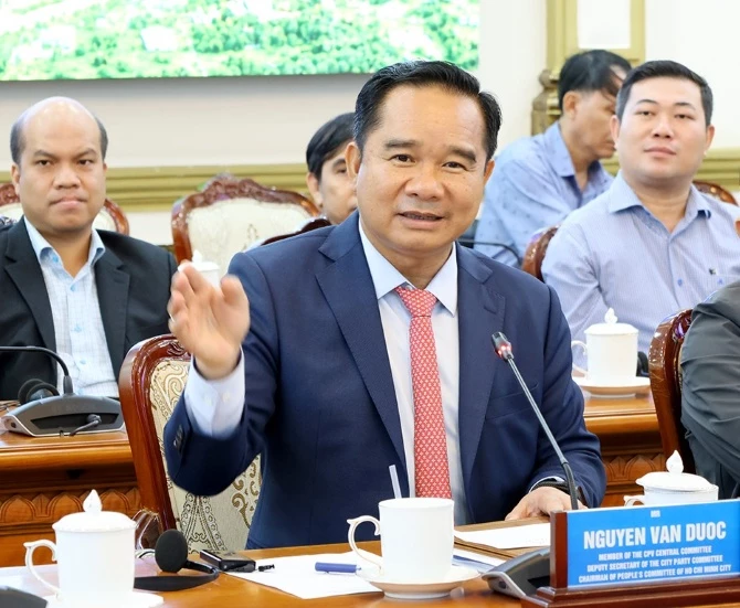 Chủ tịch UBND Thành phố Nguyễn Văn Được phát biểu tại hội nghị. Ảnh: Cổng thông tin điện tử TP Hồ Chí Minh. Chủ tịch UBND Thành phố Nguyễn Văn Được phát biểu tại hội nghị. Ảnh: Cổng thông tin điện tử TP Hồ Chí Minh.