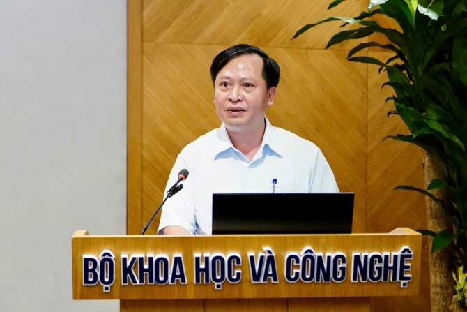 Ông Nguyễn Mai Dương - Cục trưởng Cục Đổi mới sáng tạo quốc gia phát biểu tại họp báo.