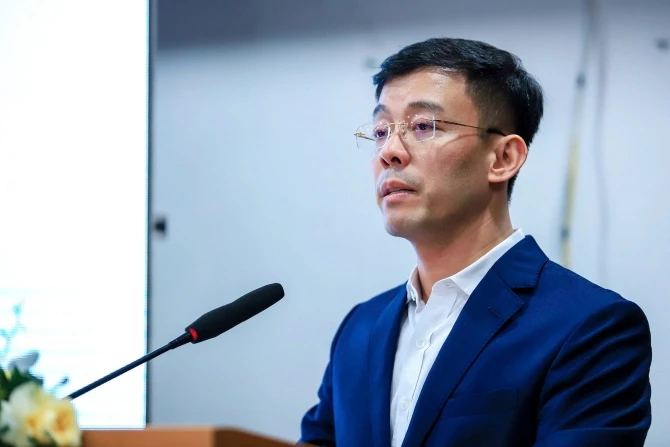Ông Cù Ngọc Trang - Giám đốc Sở Khoa học và Công nghệ Hà Nội phát biểu tại Hội nghị.