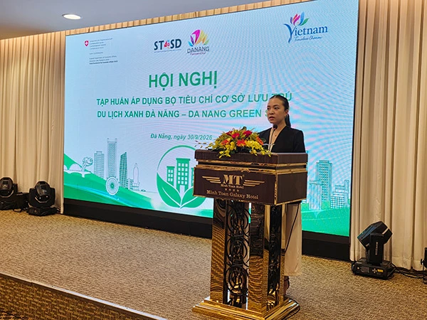 Phó Giám đốc Sở VH-TT&DL Đà Nẵng Nguyễn Thị Hoài An phát biểu tại hội nghị.