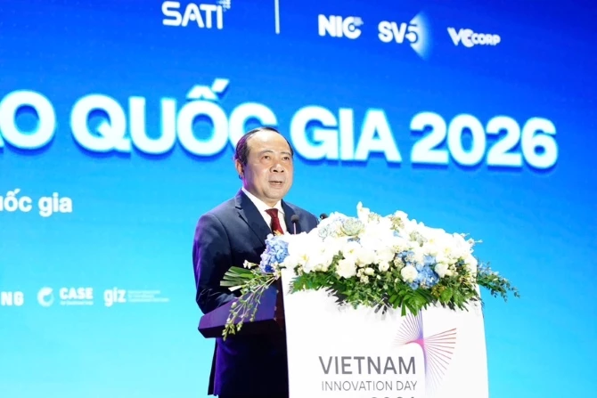 Bộ trưởng Bộ Khoa học và Công nghệ Vũ Hải Quân phát biểu tại sự kiện.