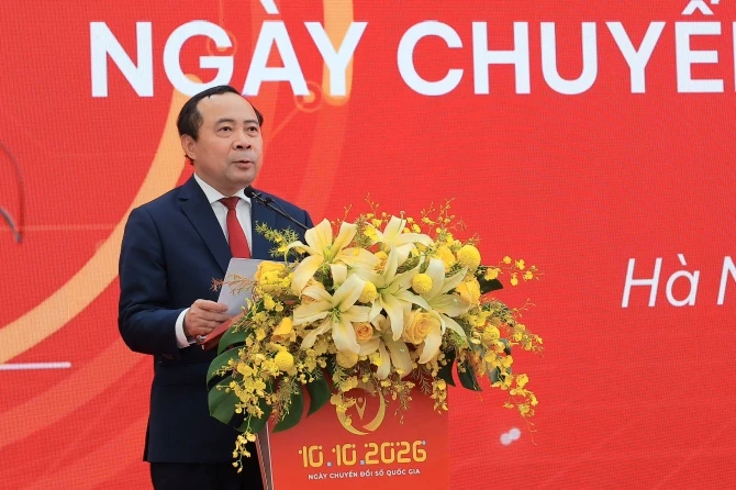 Bộ trưởng Vũ Hải Quân phát biểu tại Lễ chào mừng Ngày Chuyển đổi số quốc gia 2026. Bộ trưởng Vũ Hải Quân phát biểu tại Lễ chào mừng Ngày Chuyển đổi số quốc gia 2026.