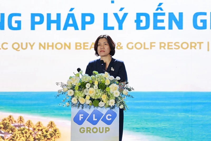 Bà Nguyễn Thị Hồng Nga - Tổng biên tập Báo Xây dựng phát biểu khai mạc hội thảo.