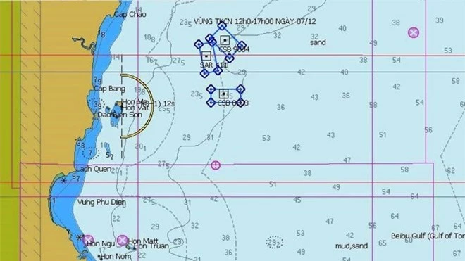  Khu vực tàu cá Thanh Hóa bị chìm. 