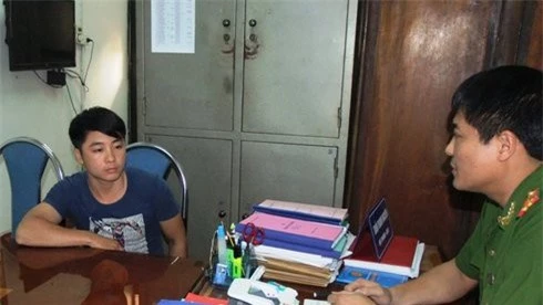 Đối tượng Chu Văn Thế tại Phòng Cảnh sát điều tra tội phạm về trật tự xã hội Công an tỉnh Thái Nguyên. Ảnh: website Đài NPT-TH Thái Nguyên.