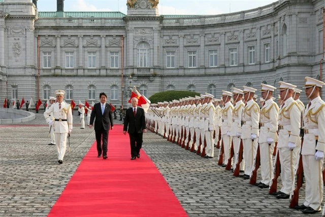 Lễ đón Tổng Bí thư Nguyễn Phú Trọng tại Phủ Thủ tướng Nhật.
