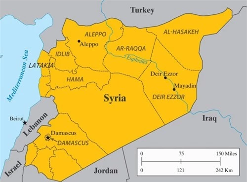 Vị trí các tỉnh ở Syria. 