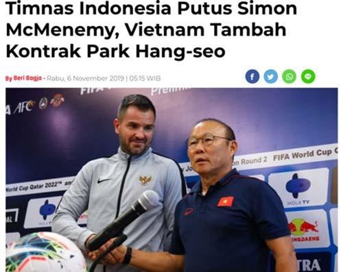 Báo Indo: 'HLV Park đón tin vui trong ngày ông McMenemy bị sa thải'