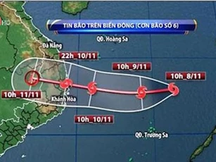 Bão số 6 đang hướng thẳng về phía đất liền Trung Bộ