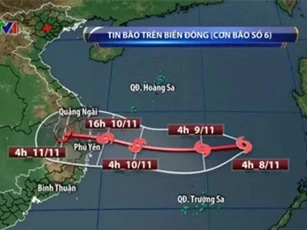Bão số 6 giật cấp 14 di chuyển về phía Tây và vẫn mạnh thêm