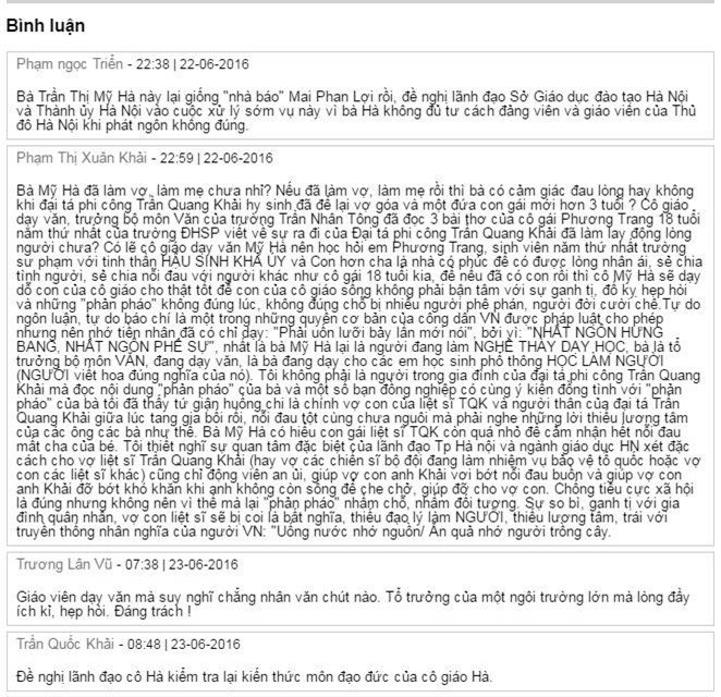 Độc giả bức xúc trước thái độ "vô cảm" của giáo viên "phản pháo" tuyển dụng vợ Đại tá Khải