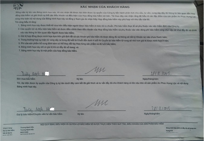 Khách hàng “tố” AIA Tuyên Quang lập hợp đồng khống để rút tiền bảo hiểm