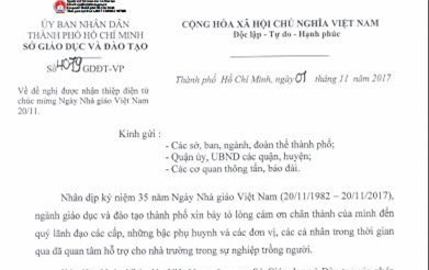 Sở GD&ĐT TP.HCM không nhận hoa chúc mừng ngày 20/11 tại cơ quan