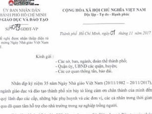 Sở GD&ĐT TP.HCM không nhận hoa chúc mừng ngày 20/11 tại cơ quan
