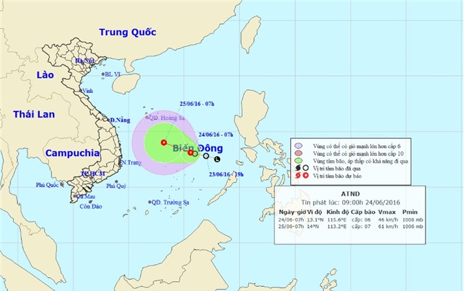 Dự báo thời tiết: Xuất hiện áp thấp nhiệt đới trên biển Đông