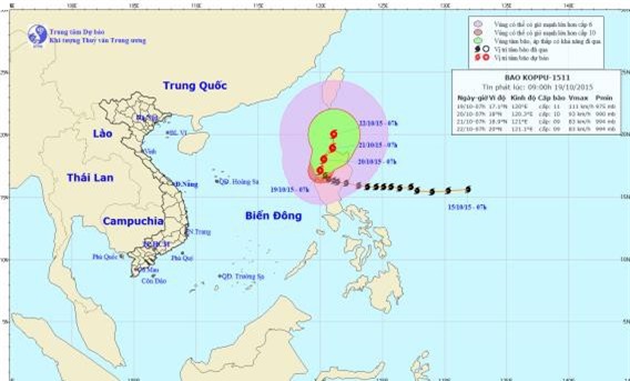 Tin tức mới nhất về bão Koppu: Biển động rất mạnh