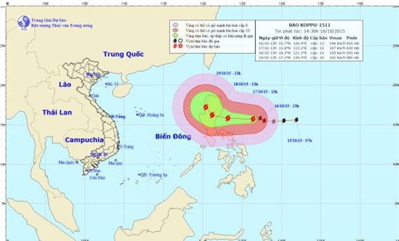 Tin tức mới nhất về bão KOPPU: Gió mạnh, sóng lớn trên biển