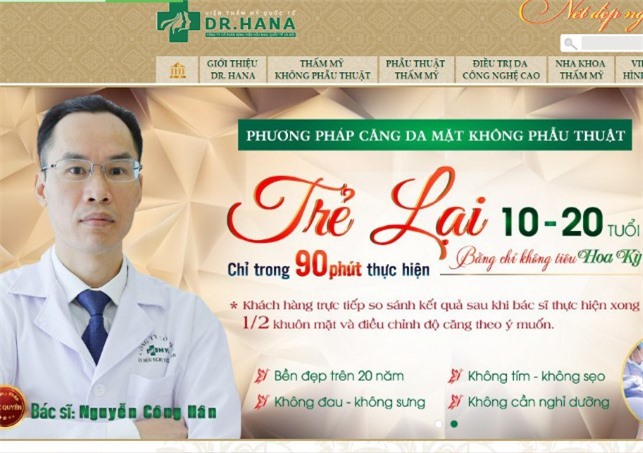 Viện thẩm mỹ Dr. Hana quảng cáo, thực hiện nhiều dịch vụ trái phép?