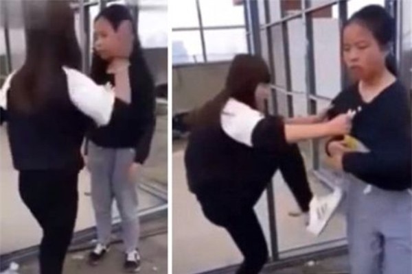 Nữ sinh "côn đồ" đạp bụng, tát bạn tới tấp trên sân thượng