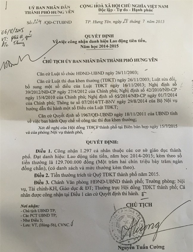 Vụ Nhà giáo mất thi đua khen thưởng: Mập mờ lý do kỷ luật?