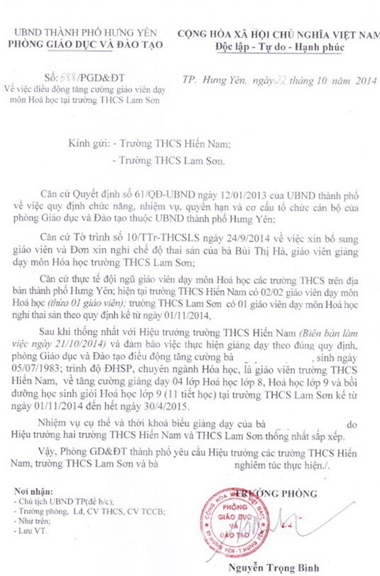 Vụ Nhà giáo mất thi đua khen thưởng: UBND TP. Hưng Yên vào cuộc