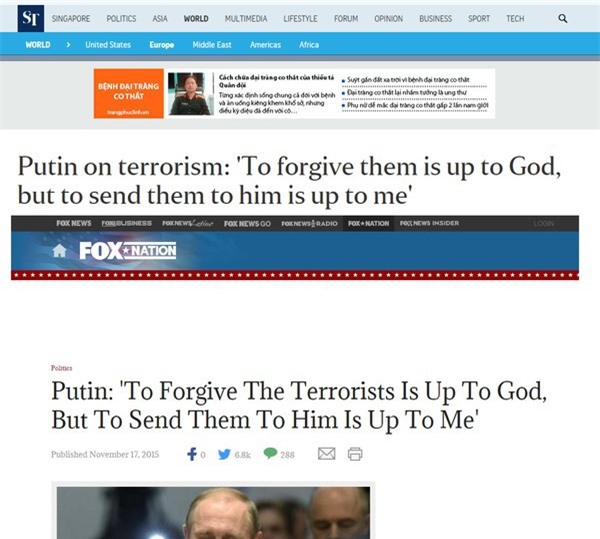 Sự thật về phát ngôn gây sốc của Tổng thống Putin "muốn gửi IS về với Chúa" 