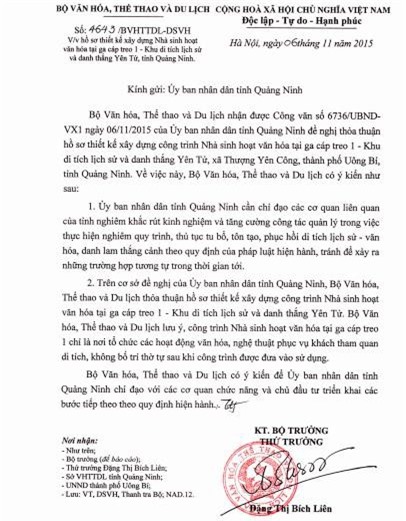 Cty Tùng Lâm được phê duyệt xây dựng tại khu di tích Yên Tử