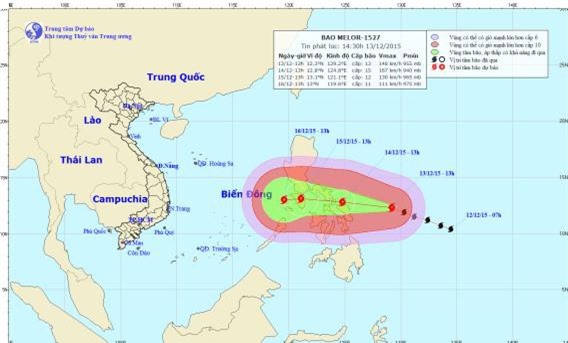 Tin bão xa, cơn bão Melor hoạt động mạnh gần Biển Đông