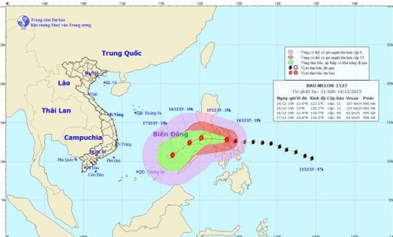 Bão MELOR tăng cấp, áp sát biển Đông