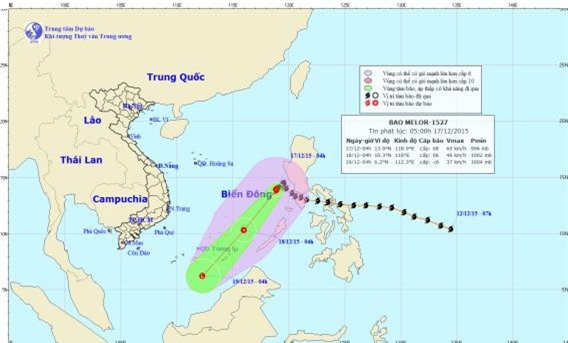 Bão số 5 suy yếu thành áp thấp nhiệt đới trước khi vào Trường Sa