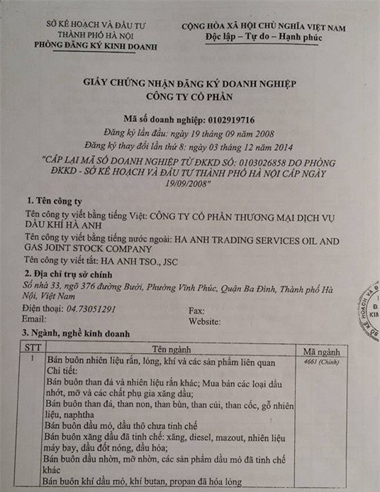 Cty Hà Anh: "Chúng tôi đủ năng lực cung cấp dầu FO cho Cty Nhiệt điện Hải Phòng"