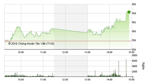 Nhà đầu tư ồ ạt mua vào, kéo chỉ số VN - Index lên mốc 564