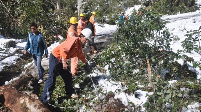 Ngành điện thiệt hại hơn 1,5 tỷ đồng do băng tuyết