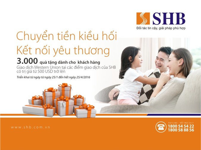 SHB dành 3000 phần quà cho khách hàng nhận và chi trả kiều hối