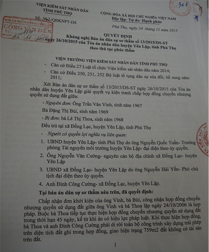 Phú Thọ: Một bản án có dấu hiệu trái luật?