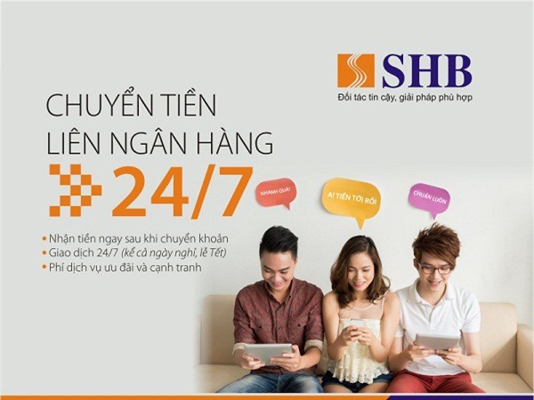 SHB chuyển tiền liên ngân hàng qua tài khoản 24/7