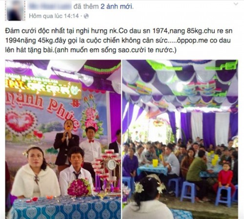 Đám cưới độc đáo: Cân nặng và tuổi tác cô dâu gần gấp đôi chú rể